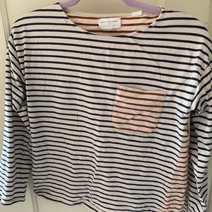 striped 3/4 sleeve top